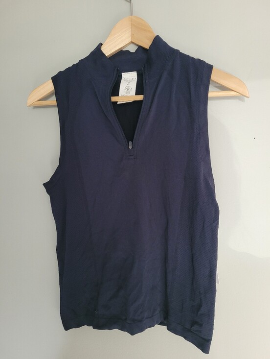 Athleta Tops - NWT Athleta Ace Seamless Half Zip Tank Top Navy Blue XS